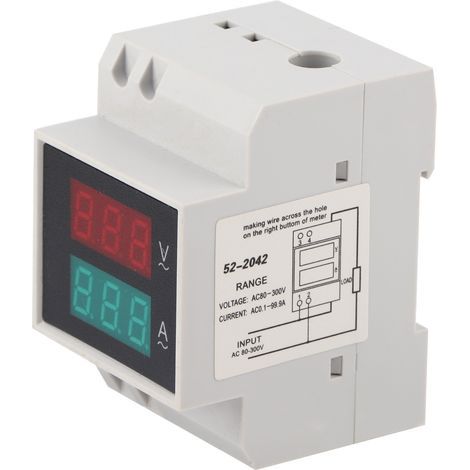 Amperímetro/voltímetro digital de alta precisión para riel DIN SUNXURY con doble pantalla, AC80-300V AC0-99.9A (1/5)