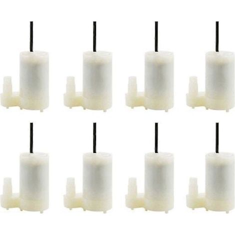 Acht kleine, weiße und geräuscharme Tauchpumpen, geeignet für die Flüssigkeitskühlung von PCs mit 3V/5V Gleichstromversorgung, Stromversorgung über USB.