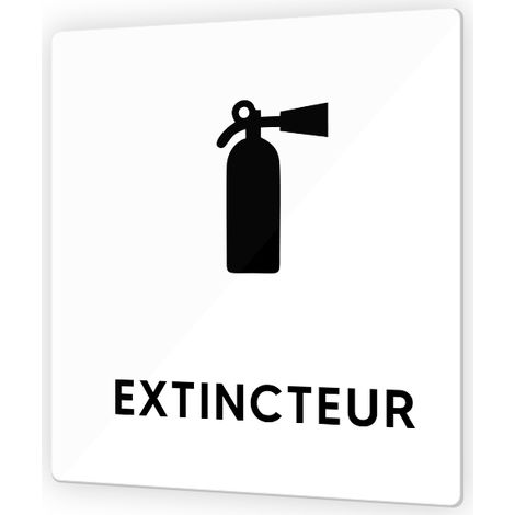 Pictogramme panneau signalétique format 9 x 9 cm en Plexi Picto Noir - Modèle Extincteur (1/3)