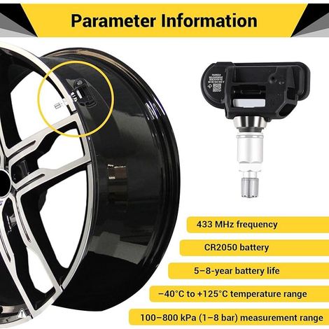 4pcs Capteur TPMS, Compatibles avec Mercedes Classe C, A, GLC, GLE (W205, W176, X253, W166), CLA, CLS, Classe E, S Références OE A0009050030, A0009057200 433MHz Préprogrammés (1/5)