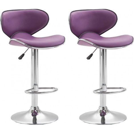 2er Set Barhocker Las Vegas Kunstleder lila chrom (1/5)