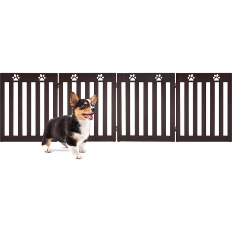 Costway – Barrière de sécurité en bois pour chiens – Charnières flexibles à 360° – Pliable en Z/U – Hauteur 60 cm – Pour escaliers et portes