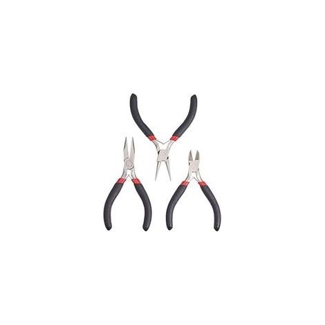 3 Pièces Bijoux Pinces Ensembles, Kit de Pince pour Bijoux, à Bec Rond, Acier au Carbone Outils Pinces, Creation - (1/5)