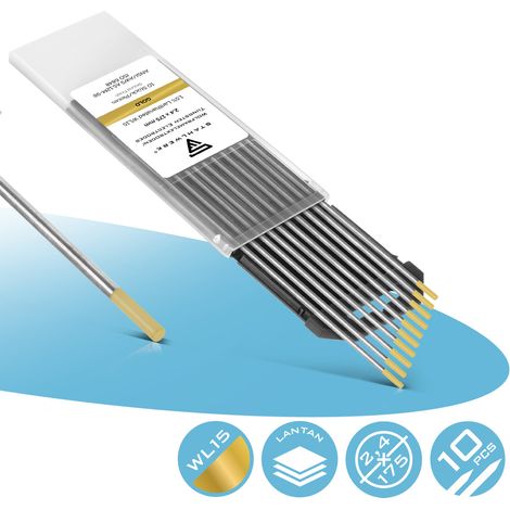 STAHLWERK Elettrodi di tungsteno / elettrodi per saldatura 2,4 x 175 mm WL15 oro set da 10 (1/5)