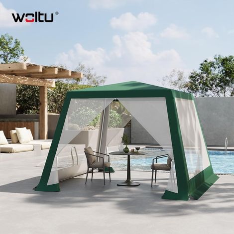 WOLTU Gazebo da Giardino 3x3m con Pareti Laterali a Zanzariera, Verde