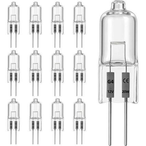 12 Pièces Ampoule Halogène G4 20W 12V,Lampehalogene,Intensité Variable 2700K Lumière Jaune Chaude,280Lm,Longue Durée De Vie,[CA168] (1/5)