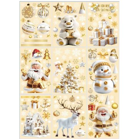 Décorations de Noël, autocollants pour vitres de Noël, double face, réutilisables, mignons, pour les fêtes d'hiver, pour la décoration de la maison des enfants (1/5)