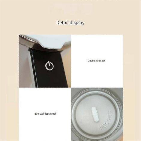 Mug électrique miniature 380 ml avec mélangeur automatique, affichage numérique, rechargeable par USB et aimanté, idéal pour le thé. (1/5)
