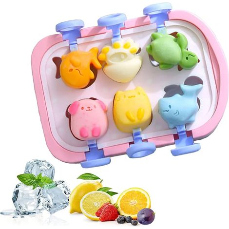 Lot de 6 moules à glace pour enfants, petites glaces à l'eau avec poignée et couvercle, sans BPA, maison et été