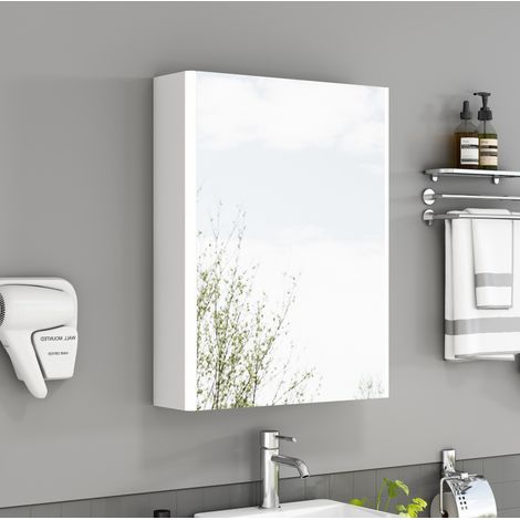 Mobile bagno specchio 50 cm, 1 anta, LED integrate, presa francese, bianco HAVRYA (1/5)