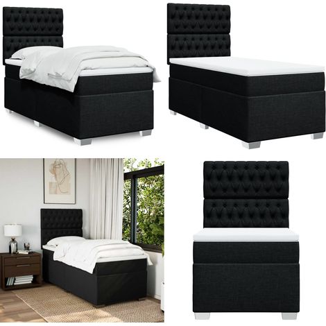 Boxspringbett mit Matratze Schwarz 100x200 cm Stoff - Boxspringbett - Doppelbett - Schlafsystem - Bettsofa - Bettenrahmen - Home & Living (1/5)