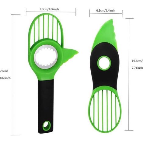 Trancheuse d'avocat 2Pcs, Outil de coupe d'avocat 3 en 1 avec poignée Comfort-Grip, Couteau multifonction sans BPA (1/4)