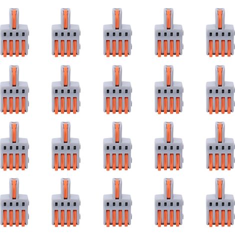 Connecteur de fil 1 entrée 4 sorties, 20 pièces, répartiteur de type poussoir, bornier de conducteur, pièces électriques (Orange)