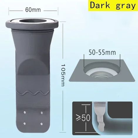 (Dark gray-60MM)Floor drain anti odor toilet universal floor drain core inner core sewer invisible drain pipe backflow odor insect proofartifact (1/4)