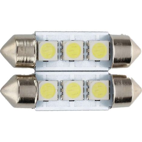 2 ampoules LED SMD 5050 36 mm C5W blanc xénon pour plafonnier, éclairage de voiture (1/4)