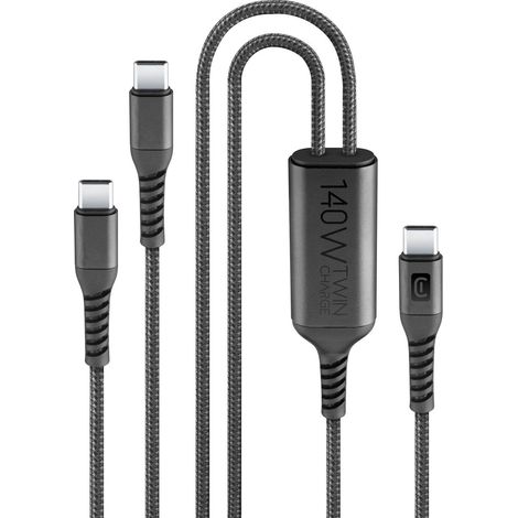 Cellularline Twin Charge USB-C-Kabel 140W 2xUSB-C geflochten (1/5)