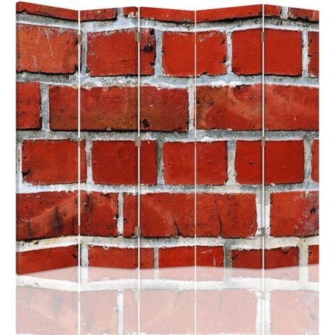 Paravento bilaterale, Muro di mattoni rossi - 180x170 (1/5)