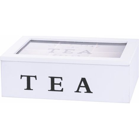 Scatola porta tè e tisane, 6 slot interni, colore bianco, Sibilla (1/5)