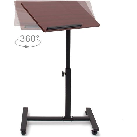 Table à roulettes pour ordinateur portable réglable 60 x 40,5 cm usage pratique confortable en MDF noir (1/5)