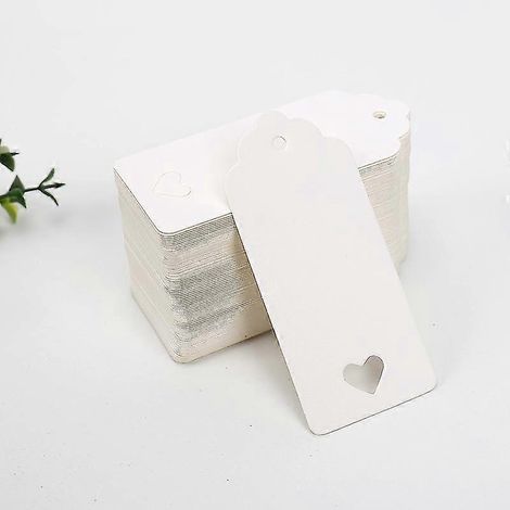 100 Geschenkanhänger (9 x 4 cm) aus Kraftpapier für Bastelarbeiten und Gepäckanhänger-White