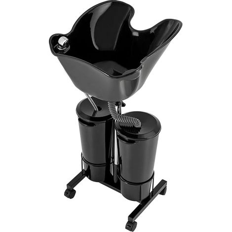 Lavabo mobile pour coiffeur avec 2 seaux d'eau, lavabo professionnel réglable en hauteur, bac à shampoing, portable bac à shampoing (1/5)
