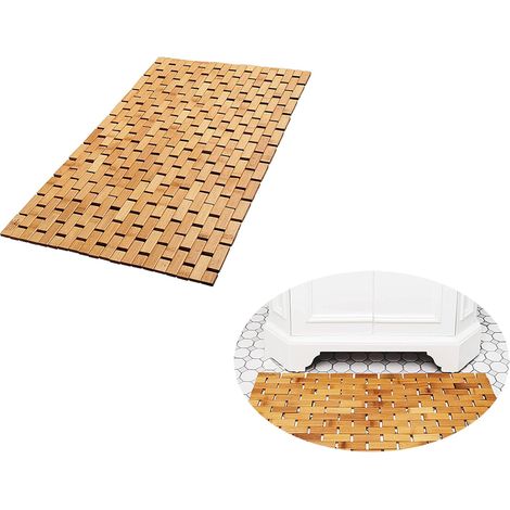 Tapis de bain en bambou naturel, tapis de sol antidérapant pour spa et cuisine, 40 x 60 cm, marron (1/5)