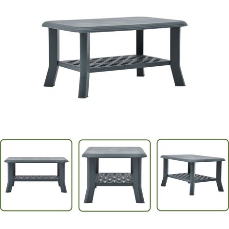 The Living Store Table basse Vert 90x60x46 cm Plastique - Table Basse Extérieure - Table D'appoint Résistante - Mobilier De Jardin - Table Verte - Table Design (1/5)