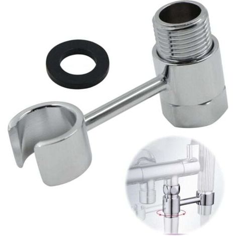 Support Pommeau Douche Douchette Accroche - Raccordement 20mm éCrou Porte Universel RéGlable 360° Pomme Mural Salles Bains Lance Toilette Main Remplaç Able Sans PerçAge Laiton Chromé (1/5)