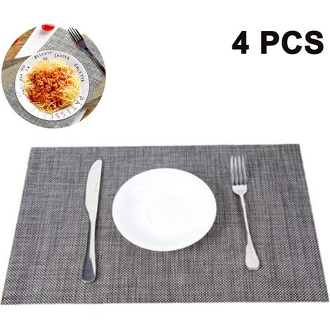 Set De Table - PVC Tissé Résistant À La Chaleur Jusqu'à 100 °C - Antidérapant Et Lavable À La Main - Pour Cuisine Salle À Manger Bureau - 4 Pièces (1/5)