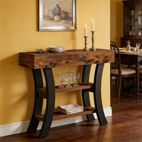 Console de 105 cm avec étagère de rangement, idéale pour un canapé, une entrée ou un salon. Meuble décoratif. (1/5)