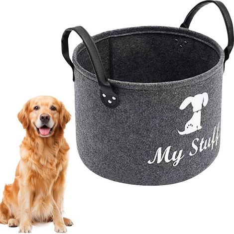 Panier de Rangement pour Jouets de Chien,Panier à Jouets pour Chiens,Boîte de Rangement Pliable en Feutre avec Poignée,Pour Fournitures D'animaux Stockage De Jouéts et Petits Objets (1/5)