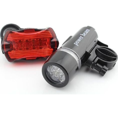 Trade Shop - FAHRRADLICHT 5 LED FAHRRAD-SICHERHEITSLAMPE MIT VORDEREM RÜCKLICHT -