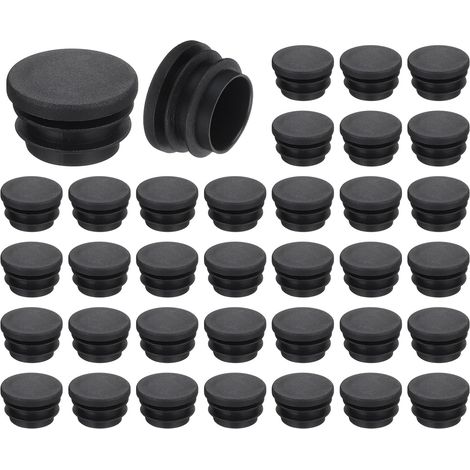 Lot de 36 embouts ronds en plastique noir de 25 mm (0,98 pouce) pour pieds de meubles, protection antidérapante pour chaises, canapés, tables et (1/5)