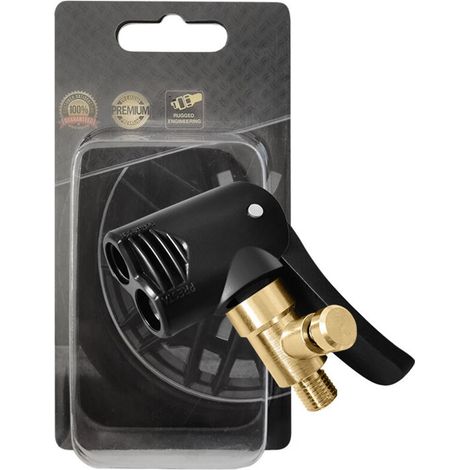 Adaptat de valve de pneu de voiture, buse de gonflage, adaptat de valve, tête de pompe de remplacement filetée avec double valve pour pneus de voiture, de vélo et de moto (1/5)