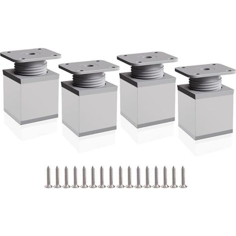 Pieds de meuble réglables, 4 pieds d'armoire 50 mm Hauteur réglable 0-20 mm Pieds de table en aluminium pour bureaux, canapés et meubles de bricolage (1/4)