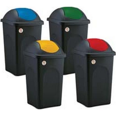 2PZ BIDONE "MULTIPAT" CON BASCULA LT.60 - cm.39x39x68h. - nero/giallo