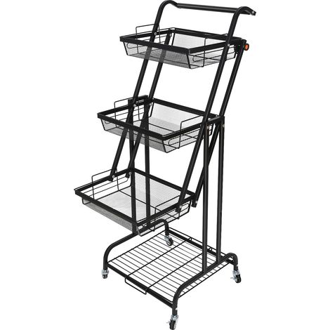 Hofuton Desserte à 4 Niveaux de Stockage de Fruits et Légumes, Chariot de Cuisine Roulant, 44x42x127cm (1/5)