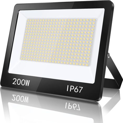 Projecteur LED Exterieur 200W, IP67 Imperméable Spot LED Extérieur Avec Transformateur, 20000LM 7000K Blanc Froid Eclairage de Sécurité Pour Terrasse, Jardin, Garage, Usine, Stade (1/5)