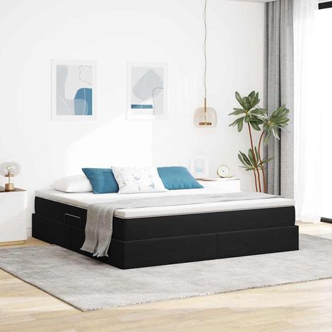 Aufbewahrungsbett mit Matratze Schwarz 160 x 200 cm Samt (1/5)