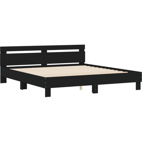Estructura cama con cabecero madera ingeniería negro 160x200 cm vidaXL