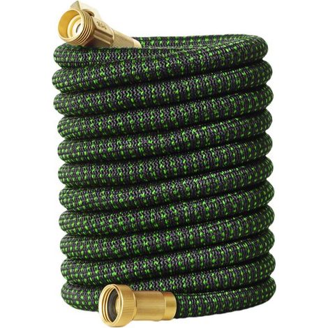 Tuyau d'arrosage extensible et flexible (vert foncé, 1/2 po, 50 pi) 3/4 po, en plastique, pour le lavage à haute pression et l'arrosage de la pelouse.