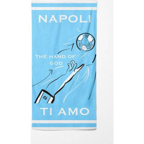 TELO MARE in spugna NAPOLI TI AMO misura grande cm. 90 X 170 (1/5)