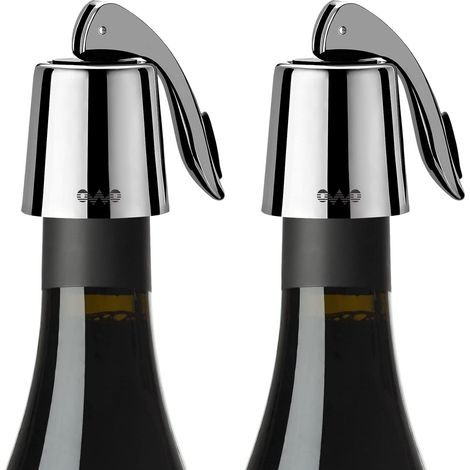 Bouchon de bouteille de vin - En acier inoxydable, avec silicone - Expansif, réutilisable - Pour conserver le vin (métal, noir-2) (1/4)