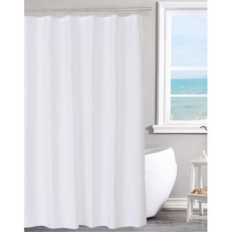 Weißer Duschvorhang aus Polyester, strapazierfähig, 178 x 183 cm, mit integrierten Magneten, maschinenwaschbar, Hotelqualität