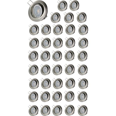 Lot de 40 Spot led orientable alu brossé 230v 7w 38° blanc chaud (1/4)