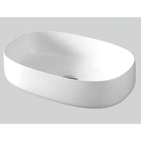 Lavabo appoggio 55x35 cm finitura bianco opaco senza piletta e senza mix lavabo