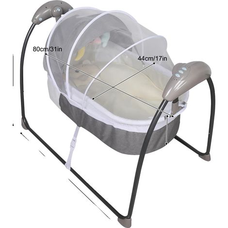 Transat pour bébé, chaise balançoire, fonctionnement par télécommande, vitesses de balancement réglables, GRIS (1/2)