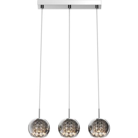 Zumaline CRYSTAL Suspension Bar Montée au Plafond, Verre, 3x G9