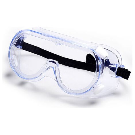 Lunettes de protection anti-buée avec verres transparents et larges visions, réglables contre les projections de produits chimiques, souples et légères, (1/5)