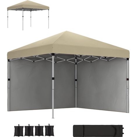 Tonnelle barnum de jardin pop-up pliant réglable en hauteur protection UV 30+ 2 parois latérales sac de transport inclus
